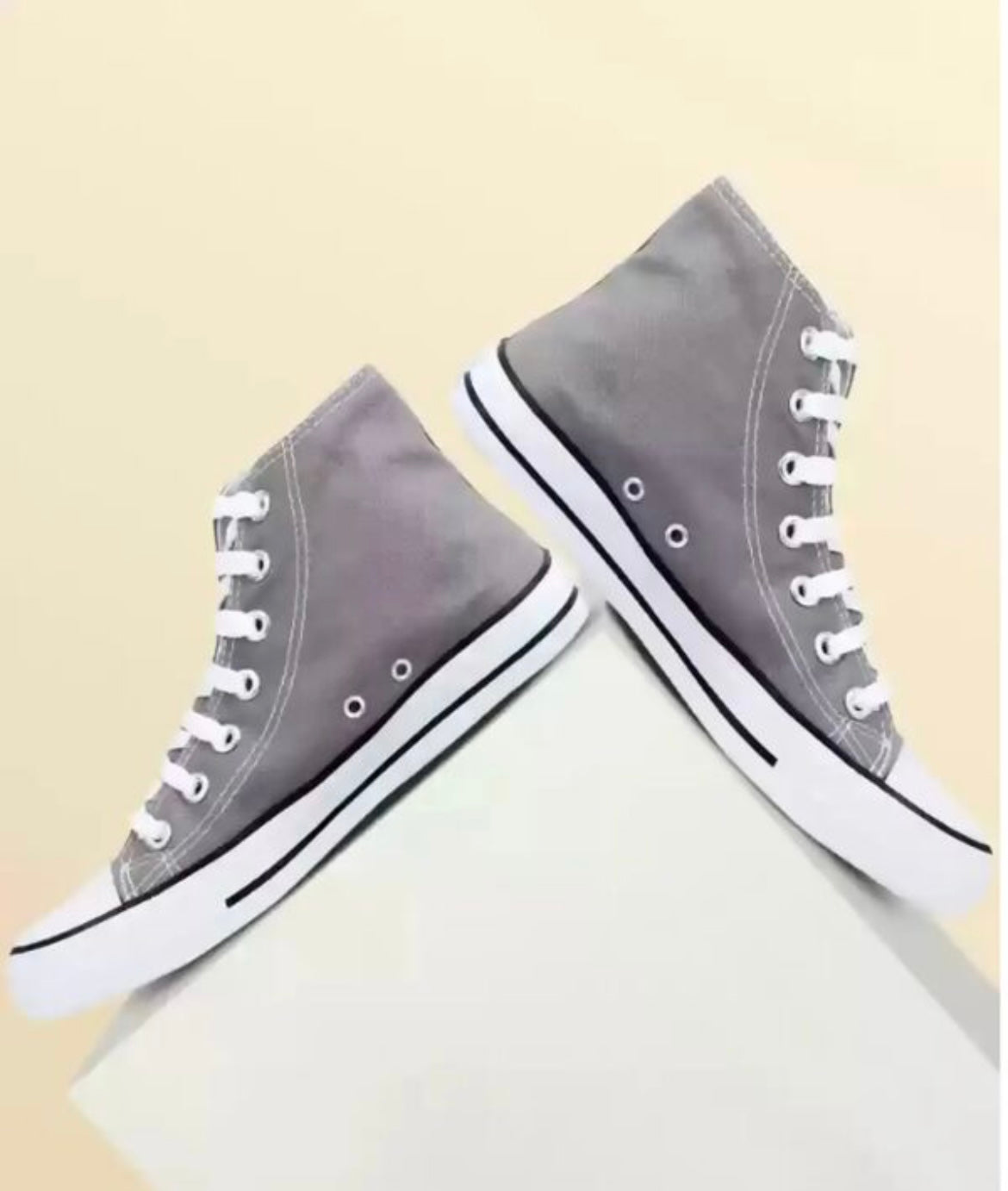 Grey Canvas High Top Trainers